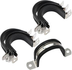 10PCS Reinforced Rigid Pipe Strap Clamp 2 Inch Conduit Clamp with Rubber Straps, Pipe Brackets for Mounting 2 Hole U Clamps Brackets Strap Hanger Tube Tension Clips Heavy Duty