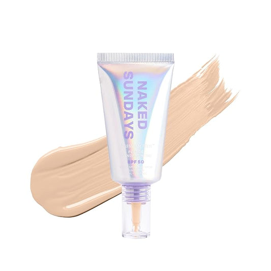 Naked Sundays BeautyScreen™ SPF 50 Mineral Peptide Foundation Tint – 2-in-1 Skin Tint & Mineral Sunscreen | Radiant, Buildable Coverage, Acne-Safe, Infused with Peptides (2 Fair Sand, 1.01 oz)-VeraVaultWomen