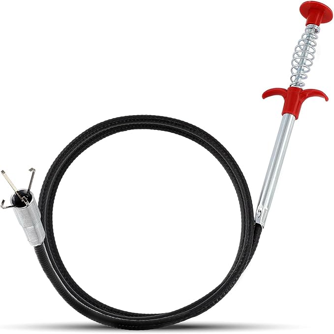 New Upgrade 76 inch Drain Snake Hair Drain Clog Remover Tool - Sink Drain Cleaner for Toilet Sewer Shower Kitchen Bathroom Tub Clogged Drains Opener Cleaning Tool, Flexible Grabber Claw Pick Up Tool