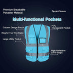 BeautyWill Custom Safety Vest Customized Logo Class 2 High Visibility Reflective Vest with Pockets Construction workwear