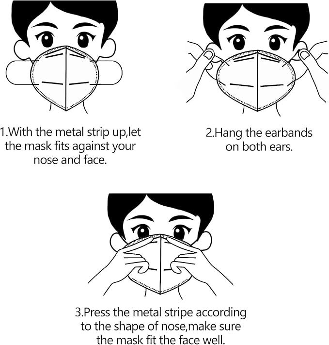 50PCS KN95 Face Masks Breathable Disposable Mask 5 Layer Cup Dust Safety Filter Efficiency≥95% with Elastic Ear Loops and Nose Bridge Clip(White)