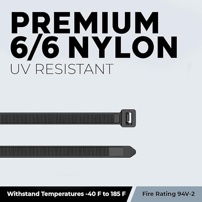 BEST CONNECTIONS Black Cable Zip Ties 300 Pack Assorted Sizes 4+7+11 Inch (100 Pack Each) – Multi-Purpose Self-Locking Nylon Wire Ties with 50 Lbs Tensile Strength – Cable Management