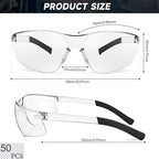50 Pack Clear Safety Glasses with ANSI Z87.1 Scratch Resistant Eyewear for Women Man Lab Goggles Eye Protection