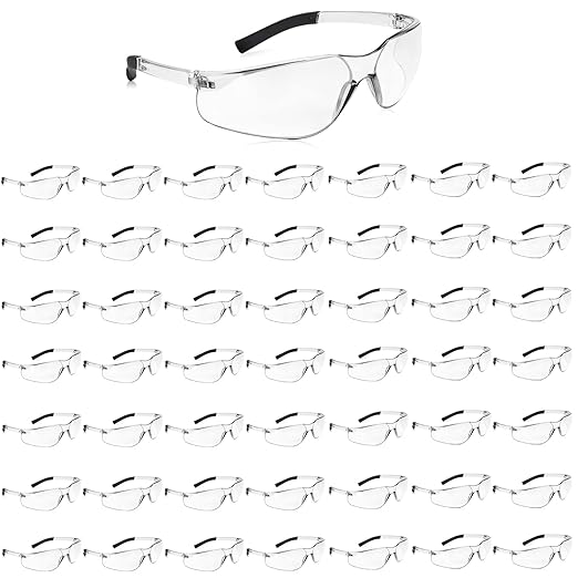 50 Pack Clear Safety Glasses with ANSI Z87.1 Scratch Resistant Eyewear for Women Man Lab Goggles Eye Protection