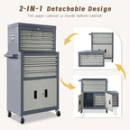 13-Drawer Double Doors Handle Rolling Tool Chest, 2 in 1 Detachable Rolling Tool Chests, Large Tool Boxes with lock, Metal Standing Tool Cabinet for Garage Workshop(Gray)