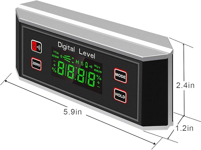 Angle Gauge eOUTIL Digital Protractor Inclinometer Angle Finder with V-Groove Magnetic Base, Precision Bevel for Automobile Woodworking Building Drilling Machinery Masonry