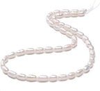Natural Pearl Beads Rice 4-5mm White Freshwater Cultured Loose Gemstone Beads for DIY Jewelry Making 13.8''/Strand HQ