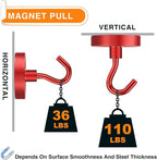 MIKEDE Strong Magnetic Hooks, 110Lbs Heavy Duty Magnetic Hooks for Cruise, Neodymium Earth Magnets with Hooks for Hanging, Super Metal Magnetic Hanger for Grill, Storage (Red,10 Pack)