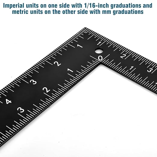 Professional 8x12 Inch Carpenter Square - Heavy-Duty Carbon Steel Framing Tool with Dual-Scale (Imperial/Metric), Rust-Resistant Right Angle Ruler for Carpentry, Roofing & Layouts
