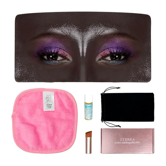 Makeup Mannequin Face, 3D Silicone Makeup Practice Face/Makeup Mannequin Face, Come with Makeup Brush, Makeup Removal, Cleanser&a Velour Bag, for Professional Makeup Artists/Beginners-VeraVaultWomen