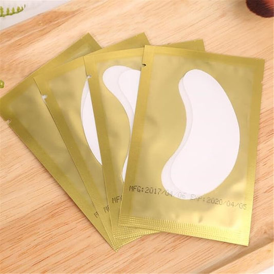 100 Pairs Set，Eye Gel Patches,Under Eye Pads Lint Free Lash Extension Eye Gel Patches for Eyelash Extension Eye (gold)-VeraVaultWomen