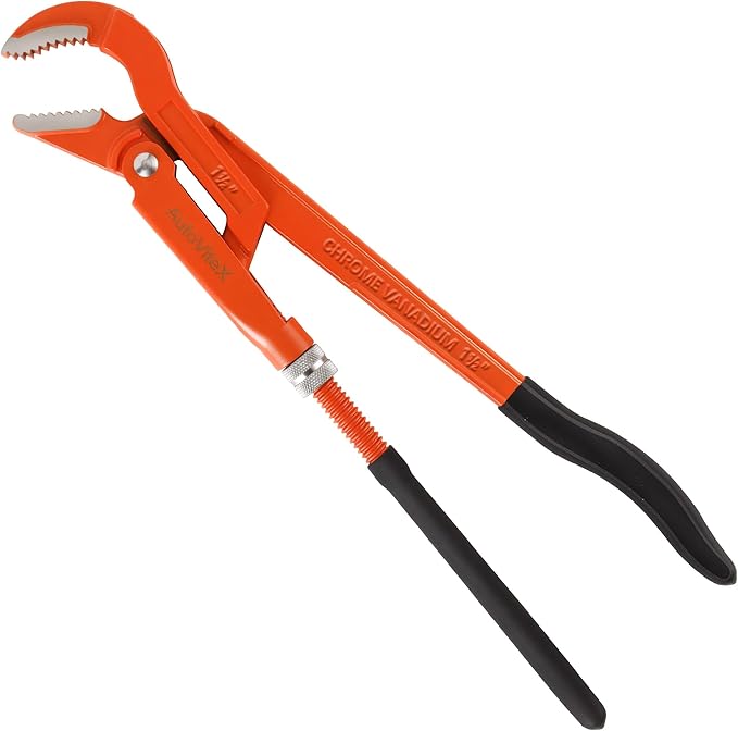 17-Inch Swedish Pipe Wrench, Heavy Duty Adjustable Plumbing Wrench with 45°Angled Jaw for All Types of Nuts, Water Pipes