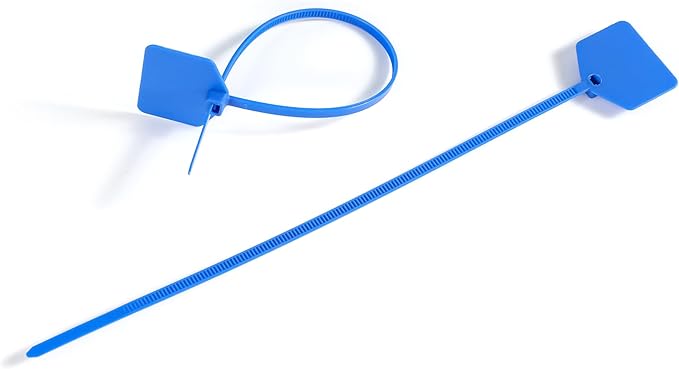 8 in Marker Nylon Cable Ties, Plastic Water Proof Tags, Self-Locking Written-on Cable Marker, Security Seals Label for Cabling, Wire Marking Label, Shipping Hanging Tags - Blue/ 100pcs