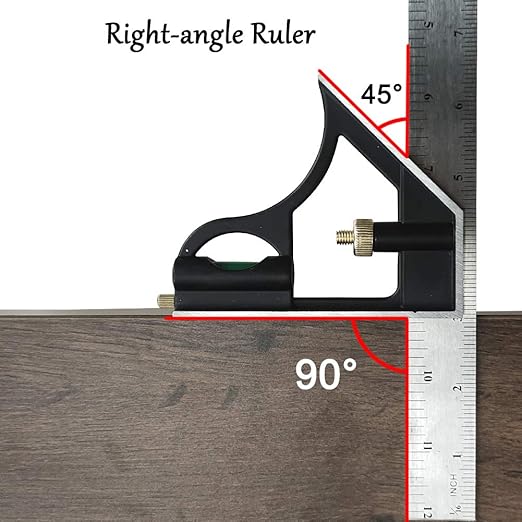 DUEBEL Combination Square - 12' Stainless Steel Multi-Function Carpentry Square with Right 90 Degree Angle Ruler