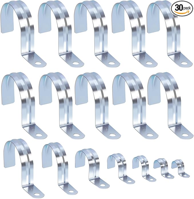 Tanstic 20Pcs 2 Inch EMT Pipe Strap Zinc Plated Steel One Hole Strap Conduit Clamp Rigid Pipe Strap for Pipe Fixing