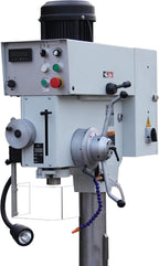 KAKA INDUSTRIAL Geared Head Drill Press, 2.2kW 220V 1-Phase,DP-40 Powerfeed and Auto Downfeed, 1.57 inch(40mm) Max Drilling, MT4 Taper, Digital RPM/DRO, Cast Iron Benchtop