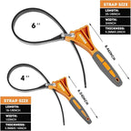 2-Pack Strap Wrench,Oil Filter Wrench with Diameter 6" and 4" Heavy Duty Rubber Strap,Adjustable Blet Wrench as Jar Opener,Water Filter,Plumbing,Sink Wrench Faucet Tool