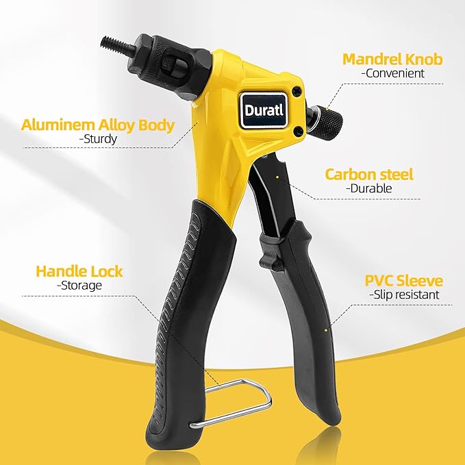 Rivet Nut Tool Kit, 8-Inch Hand Rivnut Tool for Tight Spaces, Nutsert Tool Kit with 96pcs Rivnuts, 8 Metric & SAE Mandrels (M3-M6, 6-32, 8-32, 10-24, 1/4-20), Durable Carrying Case Included