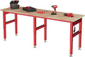 SPECRAFT 84" Red Adjustable Heavy Duty Workbench with 4 AC Outlet and 2 USB Ports Power Outlets, 5000 Lbs Capacity, Rubber Wood Top for Garage, Workshop, Office
