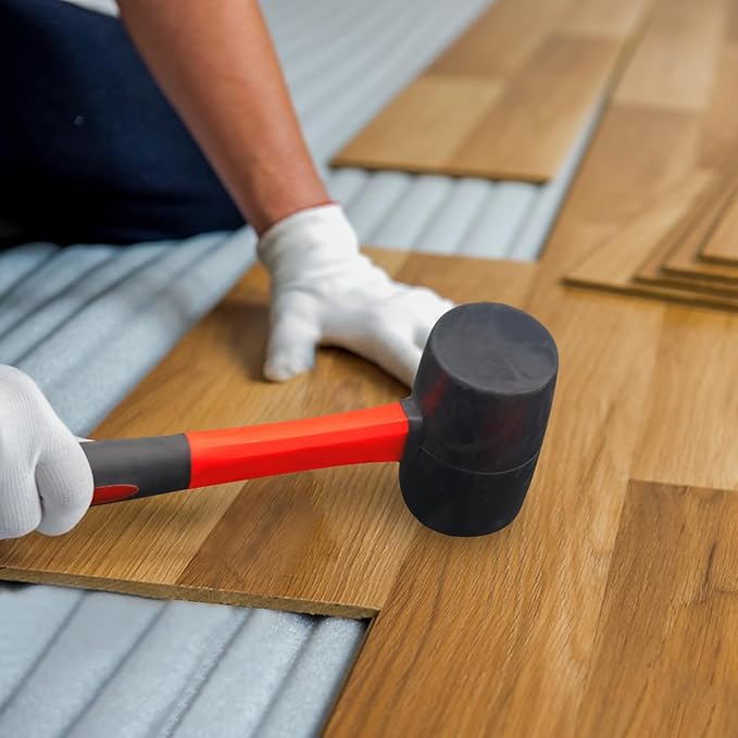  4 PCS 27 OZ Rubber Mallet, Rubber Hammer Head, Rubber Mallet Set With Black-Orange Fiberglass Handle Perfect For Wood, Metal, Plastic, Glass, And Ceramics. By GENHAKON