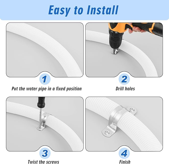 100 Pcs 1 1/4 Inch Pipe Strap Stainless Steel Conduit Clamp Reinforced Rigid 2 Hole U Bracket for Pipe Fixing on Various Surfaces