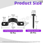 Swpeet 10Pcs 25mm Two Hole U Bracket Clamp with 20Pcs Self-tapping Screws Kit, U-Clamps, Metal Pipe Clamps, Pipe Strap Clamps, Conduit Clamps, Tension Clips for Fixing Pipe or Cable