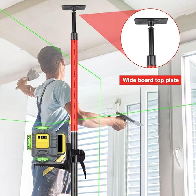 13.7 Ft./4.2M Professional Lasers Level Pole with Tripod, Adjustable Telescoping Pole for Leveling Tools, Multi-functional Fine-tuning Bracket with 1/4” and 5/8” Thread Adapters, Includes Carrying Bag