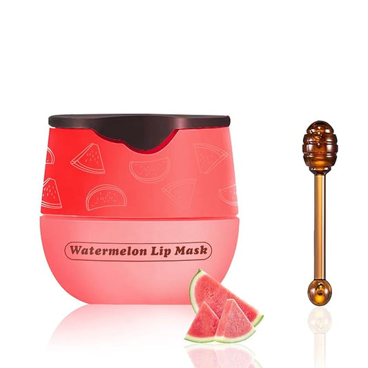 1 PCS Bee Lip Balm Honey Pot, Moisturizing Watermelon Sleeping Lip Balm Lip Mask Overnight, Hydrate Lip Repair Prevent Dry and Cracked Lip Care, Nourishes the Lip Skin, Reduces Lip Lines-VeraVaultWomen