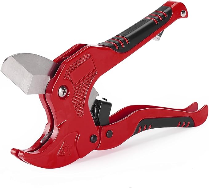 Bates- PVC Pipe Cutter, Cuts up to 1-1/4", Red Ratcheting PVC Pipe Cutter Tool, Pipe Cutters PVC Pipe Shears, Plastic Pipe Cutter, PEX Pipe Cutter, PVC Cutter Tool, PVC Ratchet Cutter