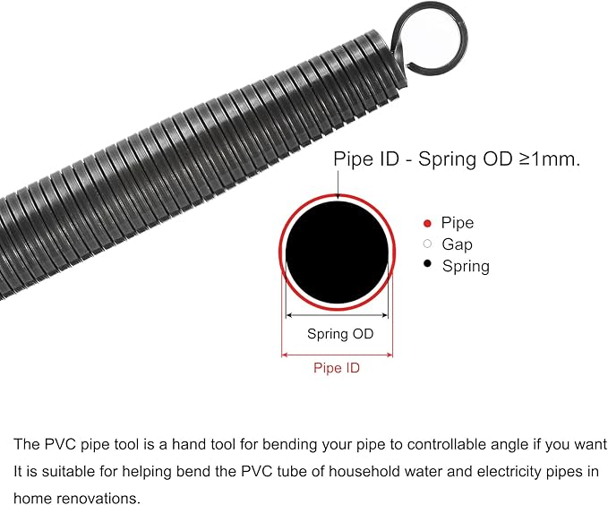 MECCANIXITY Spring Tube Bender OD 27.2 mm/1.1" Steel Spring Pipe Bending Tubes 520 mm/20.5" Long for 1" PVC Pipe(ID 28.2 mm) Home Renovations, Electrician Wiring Bending Pipe