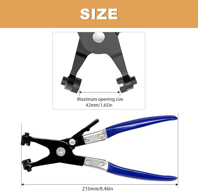 140PCS 6-25mm 14 Sizes Spring Band Hose Clamps with Swivel Flat Hose Clamp Plier, Constant Tension Hose Clamp Assortment Kit DD037