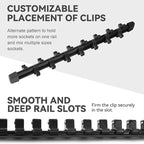 ALOANES 9 PC ABS Socket Organizer, 3/8 inch, Drive Socket Rail Holders, Heavy Duty Socket Racks, Black Rails with Black Clips