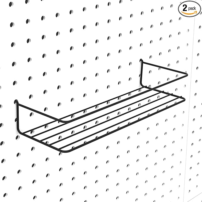 Pegboard Shelves, Peg Board Hooks, Organizer, for Storing A Variety of Tools, 2 Packs, Black