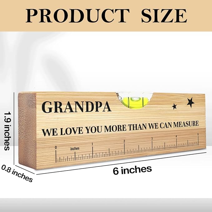 Fathers Day Birthday Gifts for Grandpa Dad from Daughter Son Wife Wooden Spirit Level Valentines Christmas Thank You Gifts Ideas for Daddy New Dad Papa Grandpa