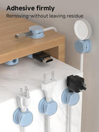 Magnetic Cable Clips, Adjustable Cord Holder Management, Adhesive Wire Keeper Organizer for Home Office Desk Phone PC Car Wall Desktop Nightstand Appliance (9-PCS Blue)