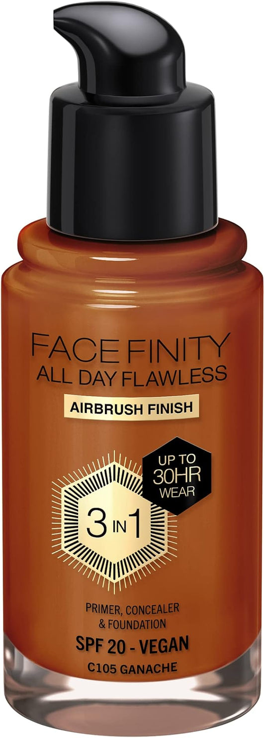 Max Factor Facefinity 3-in-1 All Day Flawless Foundation, SPF 20, Ganache, 30ml-VeraVaultWomen