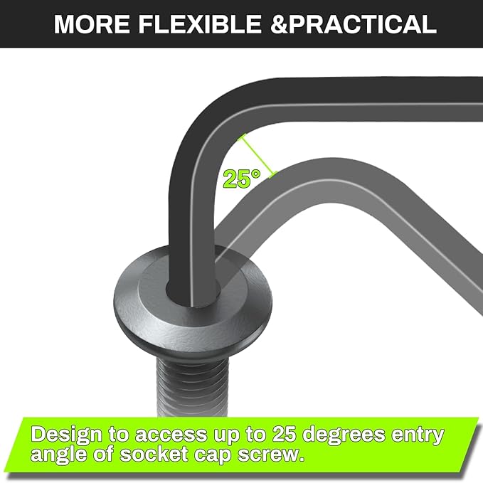 1.5mm Ball End Hex Key Set, 6pcs L-Shaped Allen Wrenches Long Arm, CR-V Steel, Black Oxide Finish, High Torque Repairing Tool for Furniture, Bike, Equipment Maintenance