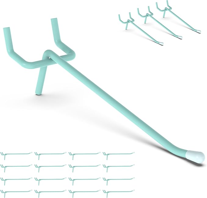 HUHOLE Pegboard Hooks 4 Inch 50PC, Blue Peg Board Hooks, Fit 1/4" or 1/8" Pegboard, Ideal Peg Board Organizer Accessories for Garage Tool Organization, Wall Storage (Blue, 4 Inch)