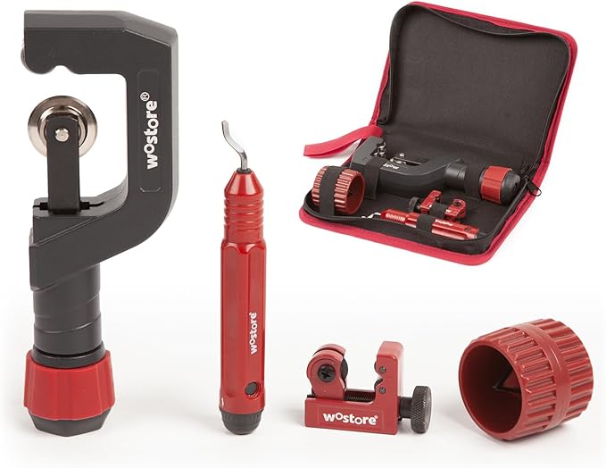 Wostore Tube Cutter Set Heavy Duty Pipe Cutter 3/16-2 Inch (5-50mm) O.D.tubing, Mini Tube Cutter 1/8 to 7/8 Inch (3-22mm), Deburring Tool For Copper, Aluminum, PVC Pipes