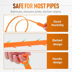 5 Pack 25 Inch Drain Snake, 2025 New Clog Remover, Flexible Hair Removal Tool for Bathroom and Kitchen, Durable Pipe Cleaning Tool for Homeowners (10 Pack)