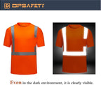High Visibility Shirts Quick Dry Safety T Shirts with Reflective Strips and Pocket Short Sleeve Mesh Hi Vis Construction Work Class 2 Shirt for Men/Women Orange,Medium