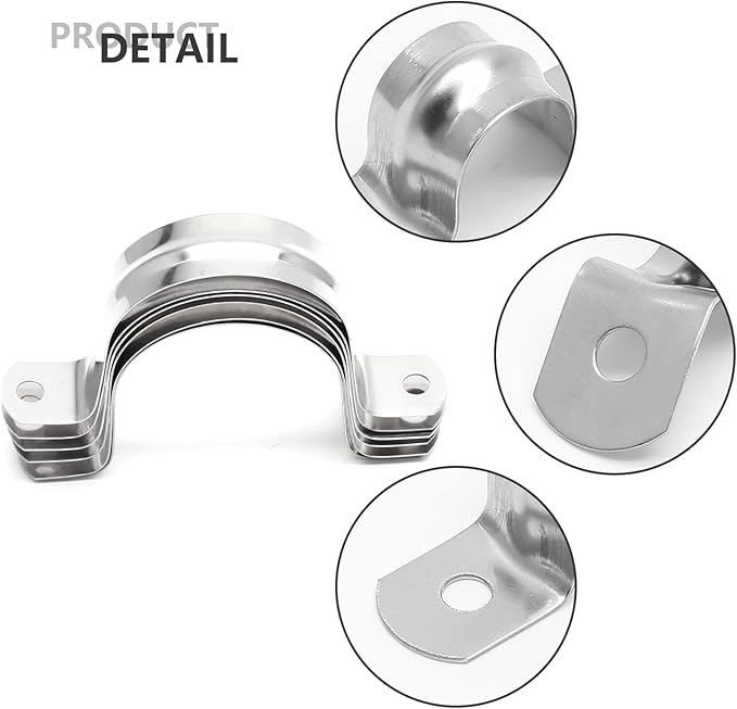 10Pcs 2-3/8 Inch Stainless Steel Conduit Clamps, Two Hole Strap U Bracket Rigid Pipe Strap Metal U Clamp Conduit Strap Tension Clips U-tube Clamp Heavy Duty