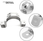 10Pcs 1-3/4 Inch Stainless Steel Conduit Clamps, Two Hole Strap U Bracket Rigid Pipe Strap Metal U Clamp Conduit Strap Tension Clips U-tube Clamp Heavy Duty