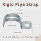 1-1/2 Inch 20PCS Zinc Plated Steel Pipe Clamp, One Hole Steel Rigid Pipe, Holes Cable U Bracket Pipe Clamp, Electrical Conduit Straps
