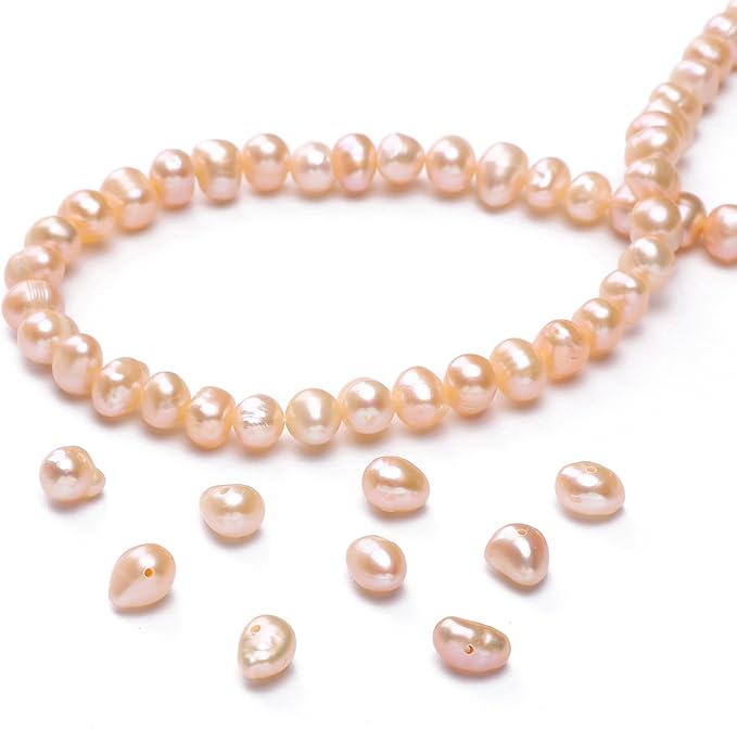 Natural Pearl Beads Potato 5-6mm Pink Freshwater Cultured Loose Gemstone Beads for DIY Jewelry Making 13.8''/Strand HQ