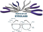 Premium 9 Eyeglass Optical Optician Tools Pliers Bent Nose Rimless W/TWEEZER, Stainless Steel