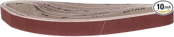 1-1/8 x 21 Inch Sanding Belt, 10 Pcs 180 Grit Knife Sharpener Belts Work Sharpening for Belt Sander Knife Carving Tool Metal Working