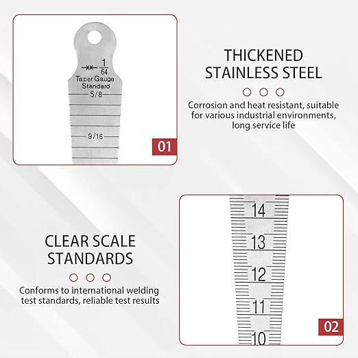 1-15mm Stainless Steel Double Sided Welding Taper Gauge Measuring Instrument Feeler Gauge Depth Gauge Aperture Ruler Inch&Metric Measuring Tool（1PCS）