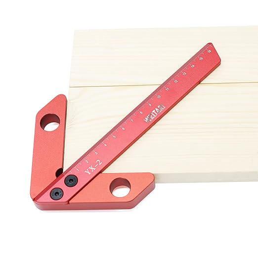 Center Measuring Tool,Center Finder, Line Gauge Center Finder, 45/90 Degree Right Angle Line Gauge Carpenter Ruler,Aluminum Alloy Woodworking Center Scribe Square Center Scribe 165mm