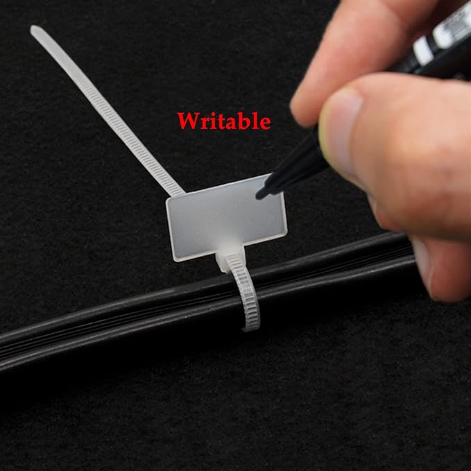 TUZAZO Nylon Marker Cable Zip Ties, 250pcs 6 Inch Self-Locking Cable Labels Tags with Write on Cord Label for Electronics, Network Ethernet Wire Labels